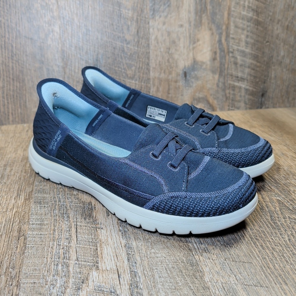 Skechers Slip Ins On The Go Flex Top Notch Shoes Womens 9 Blue Handsfree Comfort - Picture 1 of 14